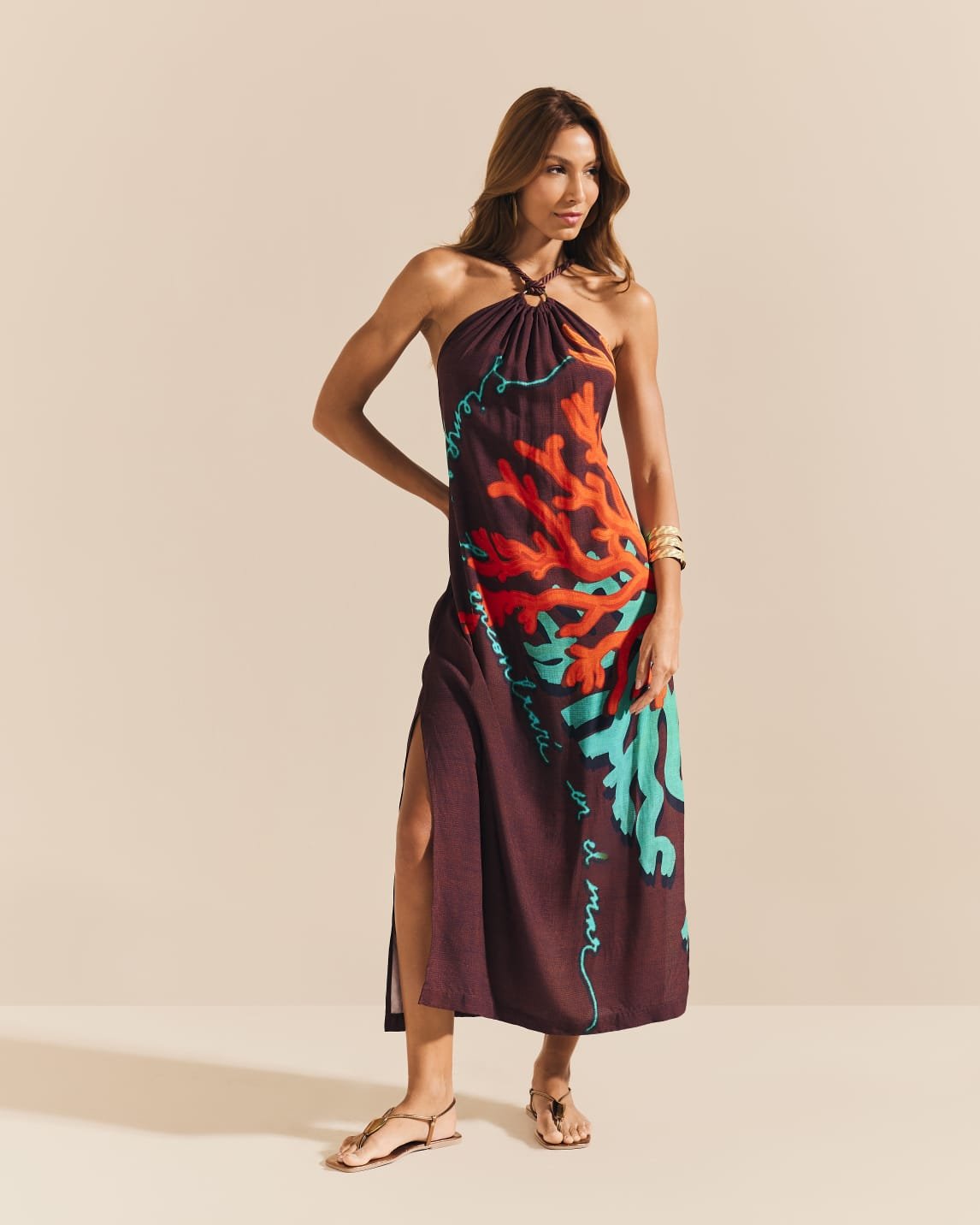 Vestido Longo Frente Única e Alças Trançadas - Imagem 2