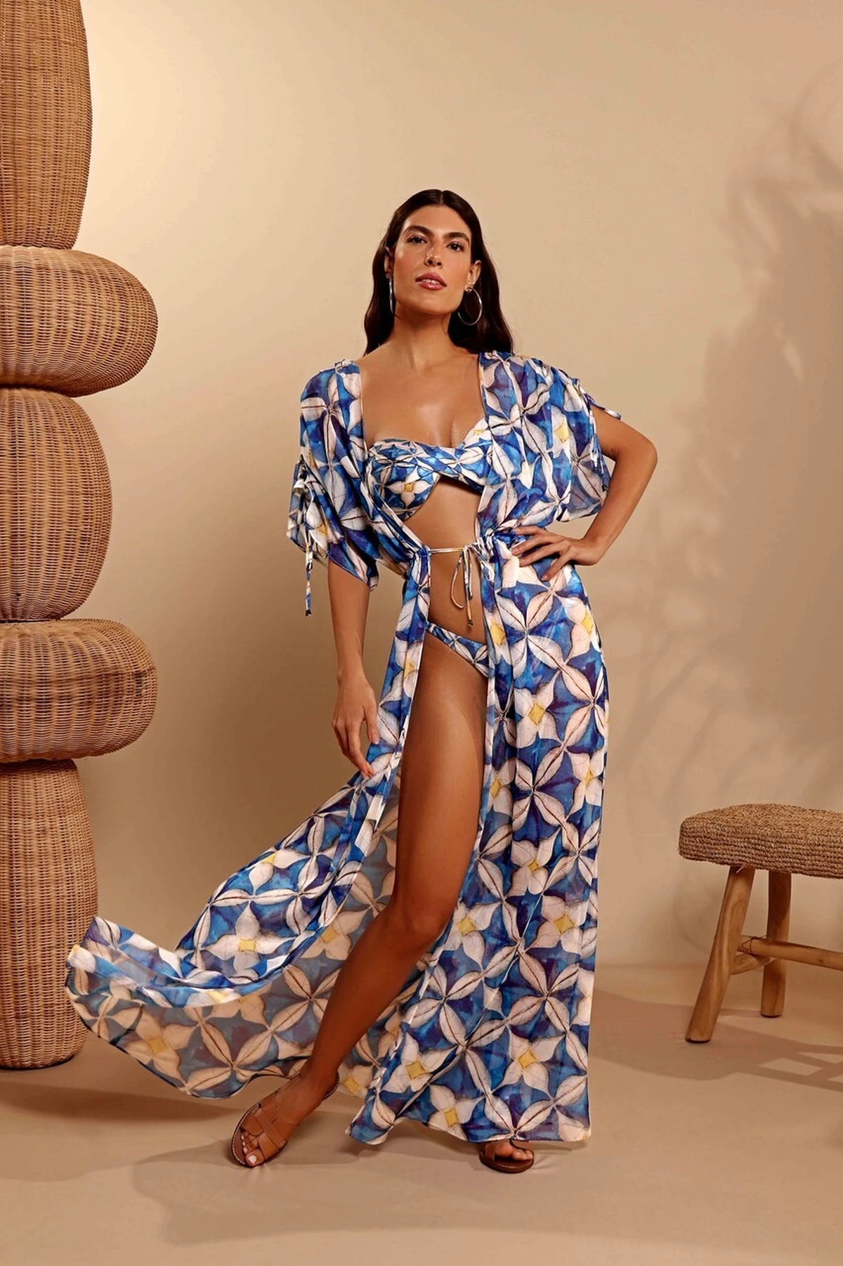 Chemise Franzido Ombro Azulejo
