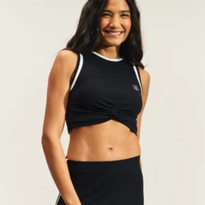 Top Cropped Feminino Canelado Com Nó